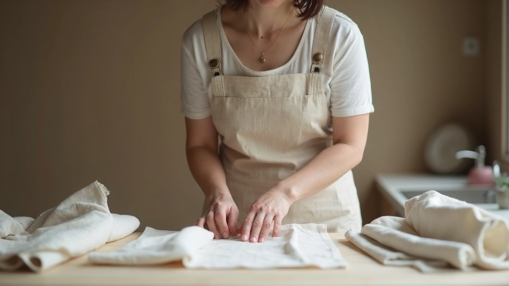 自然布のテクスチャーと織り目が美しく表現された室内装飾